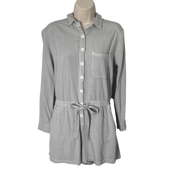 Rails Kennedy Button Down Long Sleeve Romper in Mint Size S - Picture 4 of 15